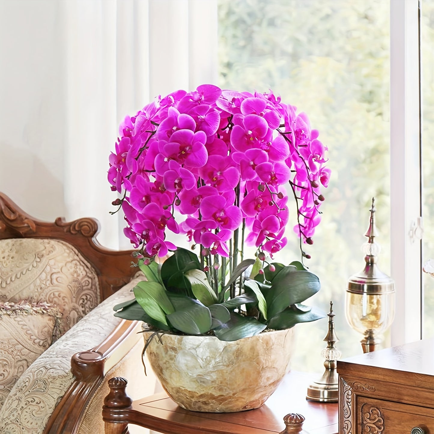 68.58cm vibrant purple red latex orchid with long stem. Perfect for weddings, home decor, and parties. Ideal for high vases, tabletops, and seasonal displays. Great decorative accessory.