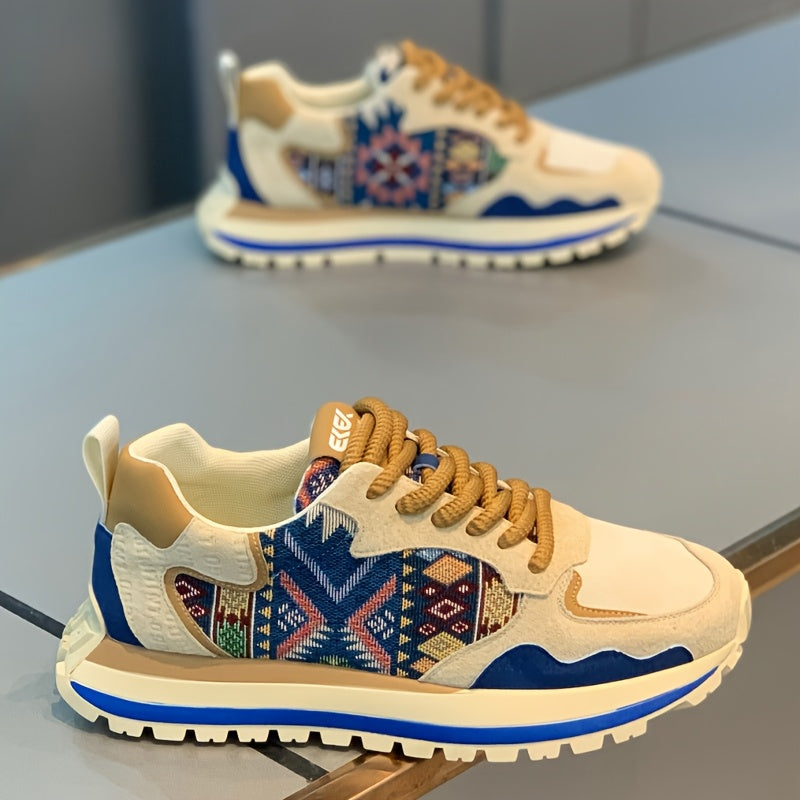 Vibrant embroidered fashion sneakers with breathable fabric upper, rubber sole, EVA insole, and durable rubber sole for all seasons.