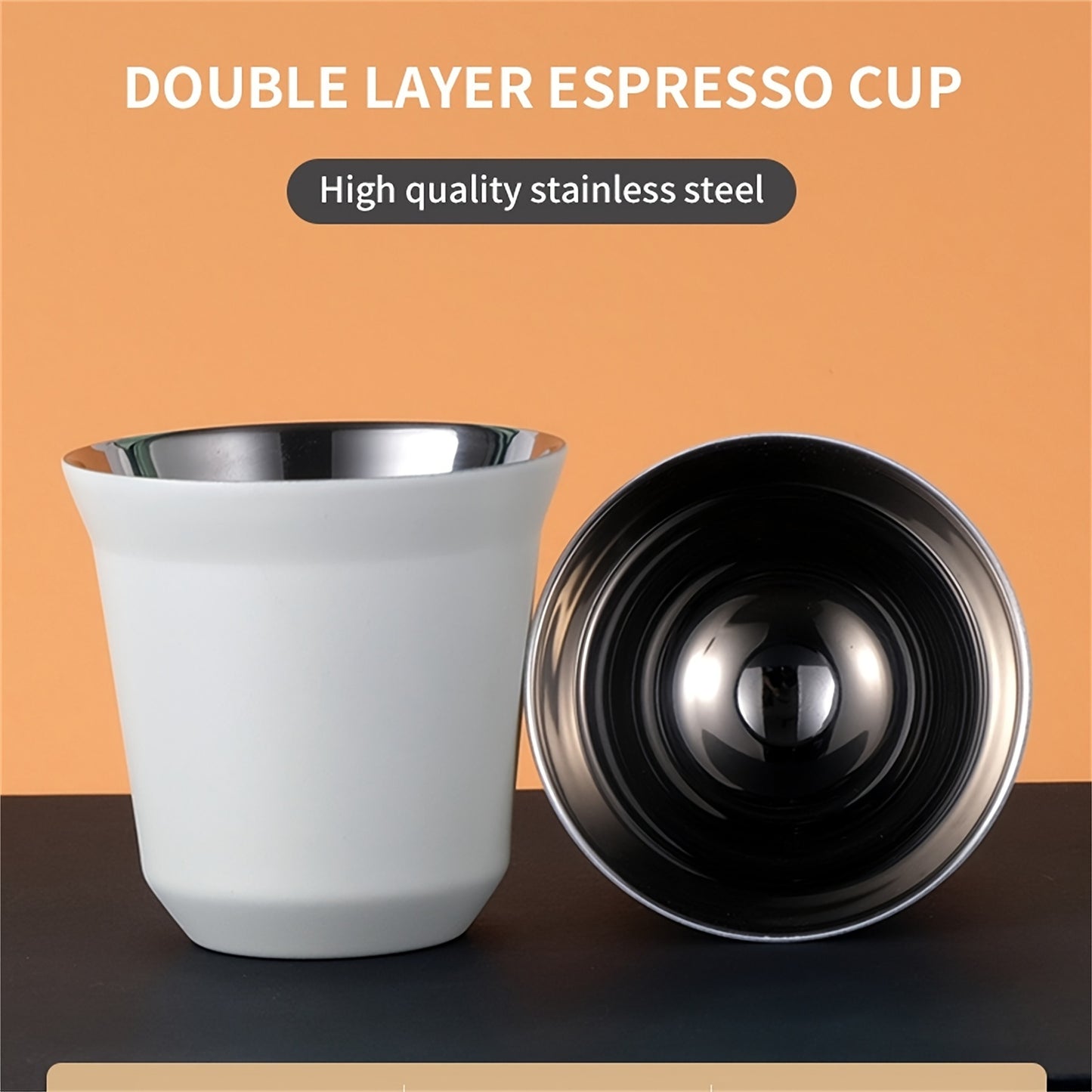 1pc Stainless Steel Double Walled Espresso Coffee Cup