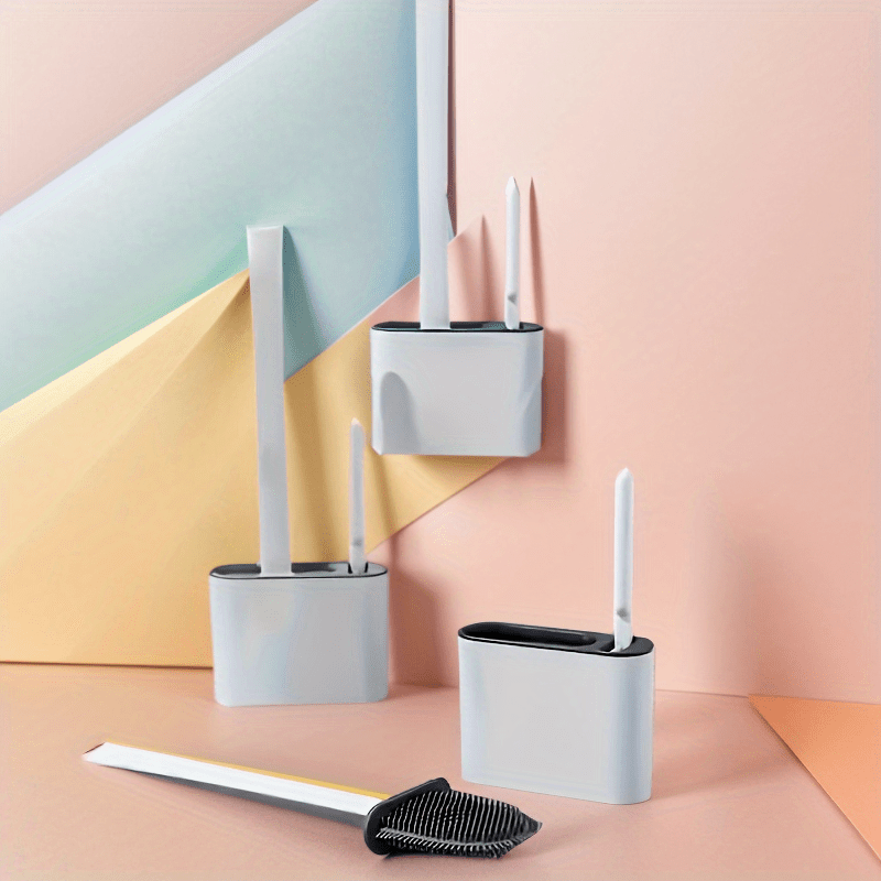 The WYX Toilet Brush Set comes with 3 brushes and a convenient wall mount. The set includes a soft silicone head, a long handle, and a small brush, making it ideal for cleaning at home or in an RV bathroom.