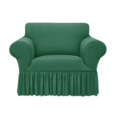 Elastic waterproof sofa slipcover with skirt for all seasons, ideal furniture protection for home and office.