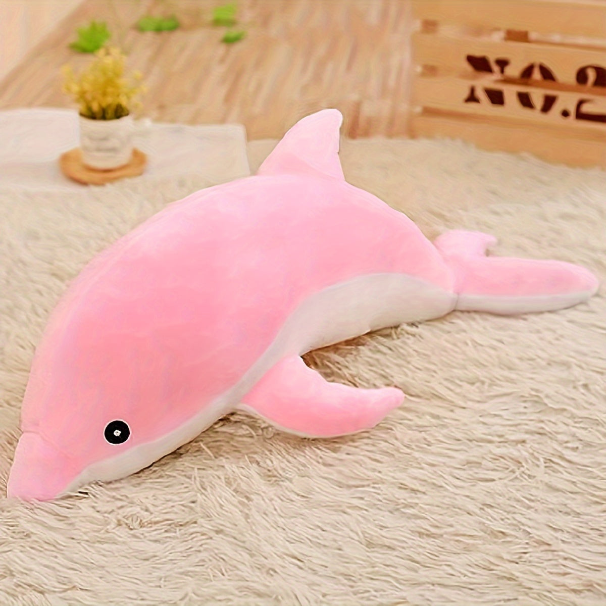 1pc Couple'S Dolphin Plush Toy - Soft, durable fabric, recommended for medium breeds, no charging or batteries needed.