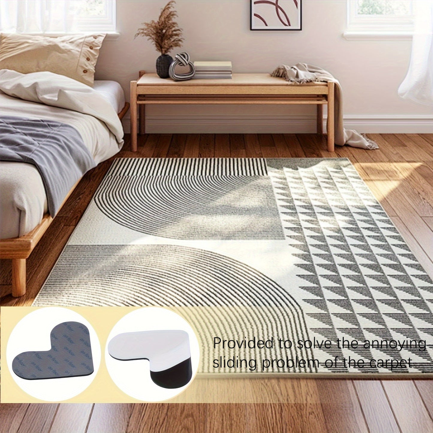 Get a set of 16/12/8/4 rug grippers in a heart shape design! These stoppers are perfect for keeping your rugs in place and preventing slipping and sliding. Made of PU material, these anti-drilling carpet stickers are suitable for use in the bedroom