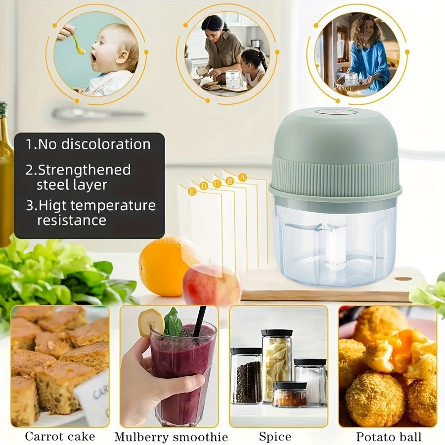 MIGUAN 250ml USB Rechargeable Mini Garlic Chopper with Stainless Steel Blade for Safety and Durability with Ginger & Vegetables