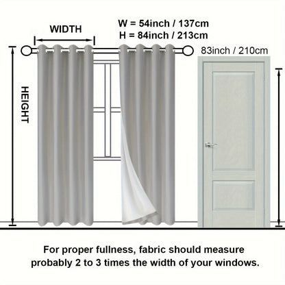 Suhuan Top Curtains, 2PC Set of 100% Blackout Insulation Soundproof Curtains with White Lining, Ideal for Bedroom, Office, Living Room, and Home Decor