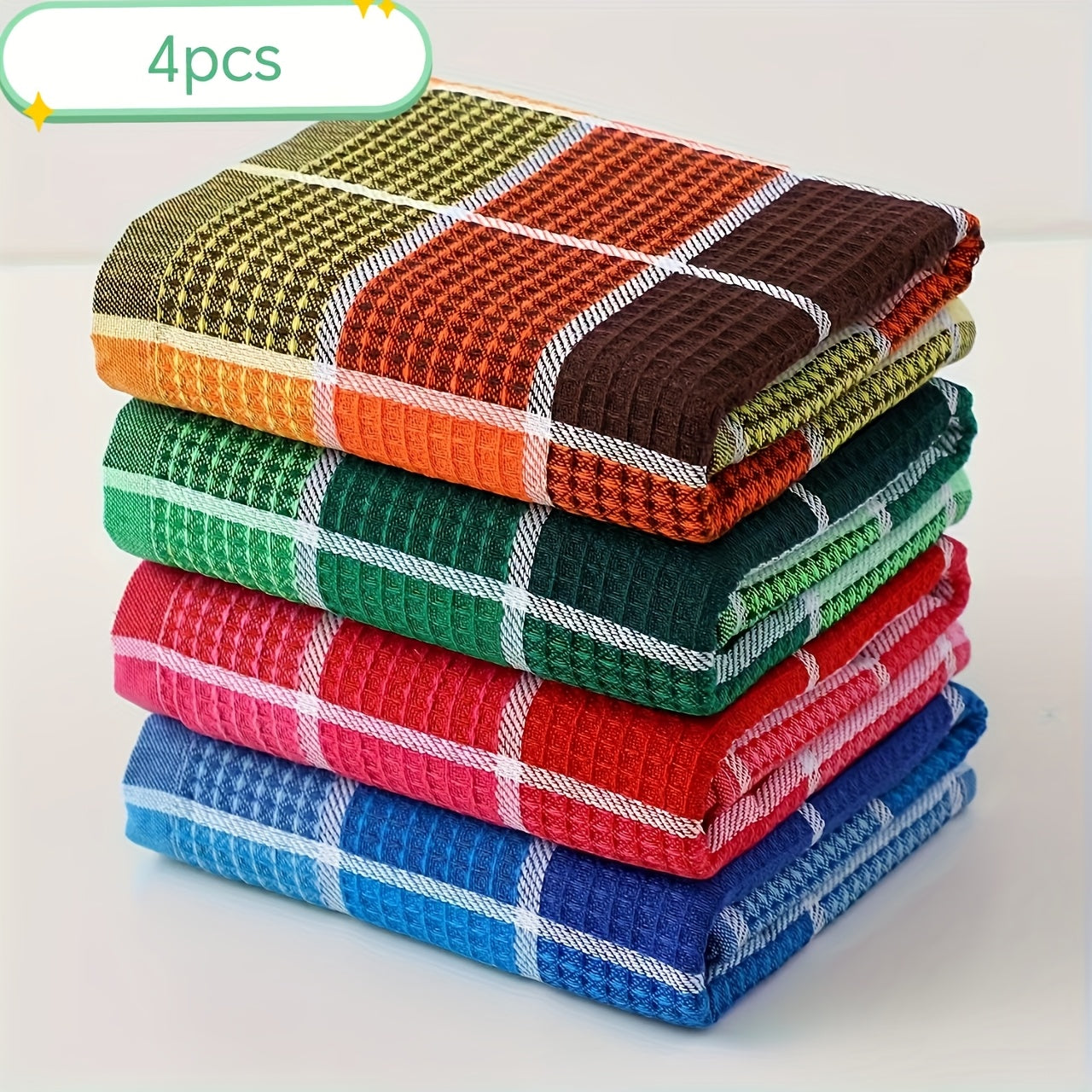 Pack of 12/6/4/2 extra-large waffle cleaning cloths, dish towels, scouring pads, tea towels, and daily towels for washing and drying dishes and household items.