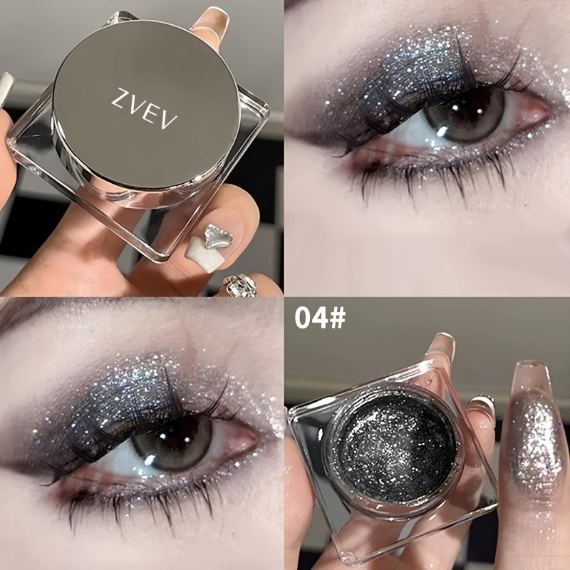 ZVEV Sparkling Gel Eyeshadow with shimmering glitter & metallic finishes in Black, Golden, and Silvery. Ideal for dazzling stage looks and makes a great gift for Valentine's, Autumn