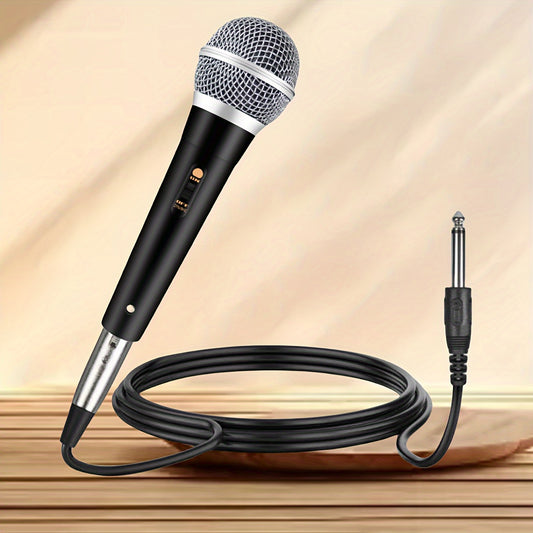 Wired dynamic handheld microphones for karaoke, KTV, instruments, speakers, and more. 6.35mm plug for mixing consoles and amplifiers, suitable for home live streaming and meetings.