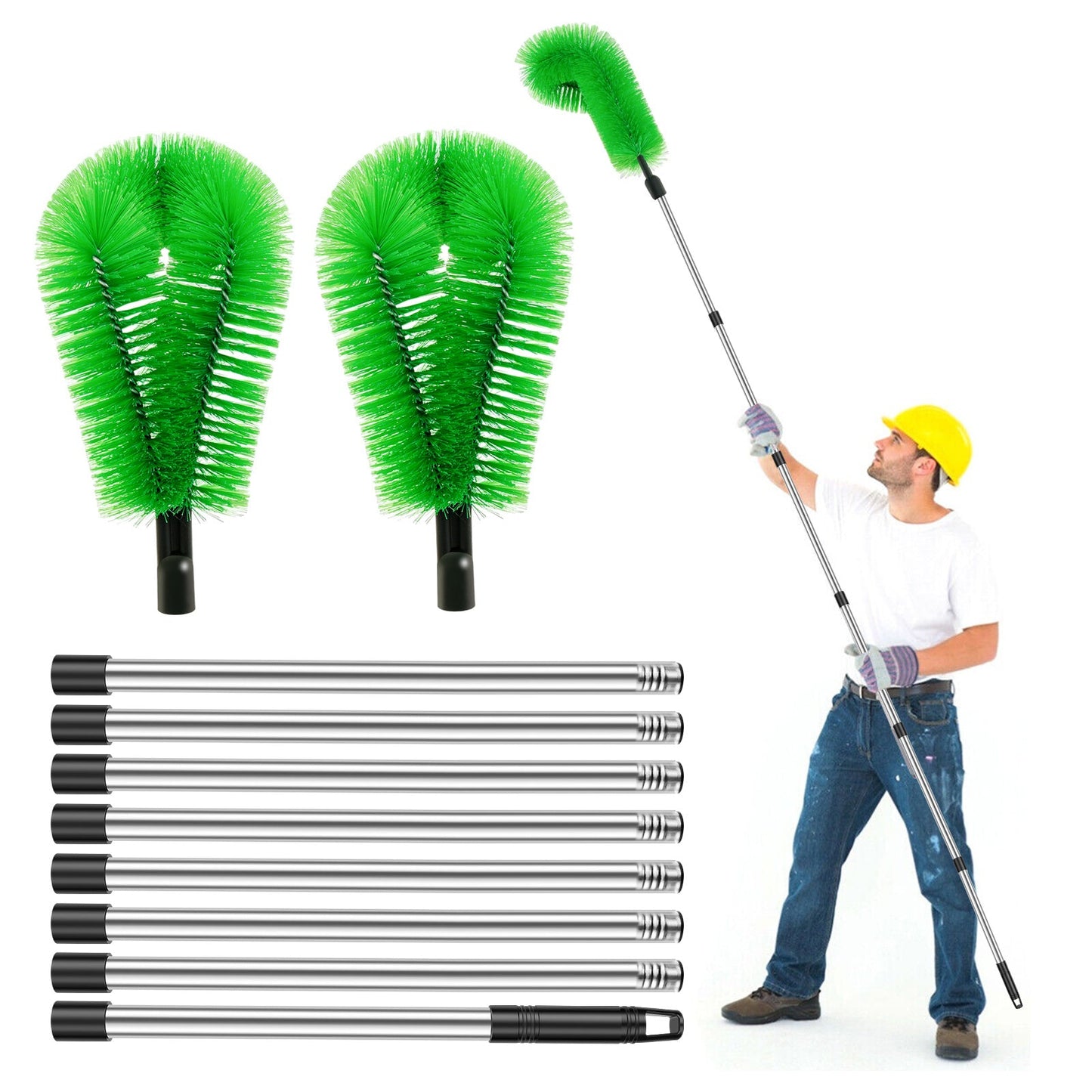 BUSIZH Telescopic Gutter Cleaning Brush Set includes 1 plastic brush designed for cleaning gutters without the need for electricity. This set of manual leaf debris cleaner tools is perfect for maintaining courtyards and patios. The extendable pole makes