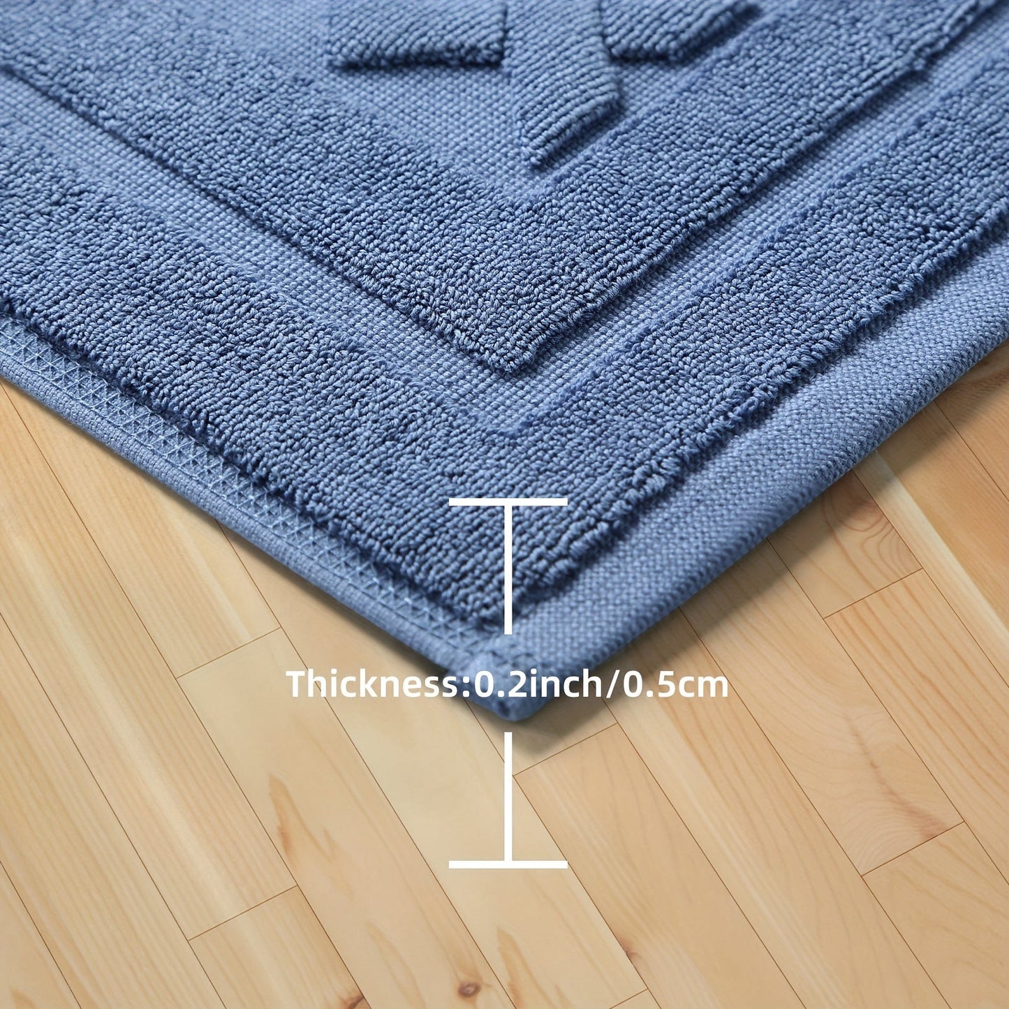 High-end 5-Star Hotel Quality Non-Slip Bath Mat - Absorbent, Machine Washable, Square Design with Striped/Solid Color Options, Low Pile for Home & Bathroom Safety, Luxury Bathroom Rug