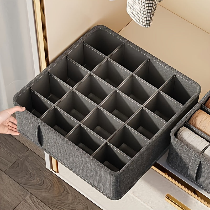 Organize your underwear, socks, and accessories with this set of fabric drawer organizers. Made of durable cationic material, these multi-functional wardrobe storage boxes come with dividers for easy classification. Available in various sizes to fit your