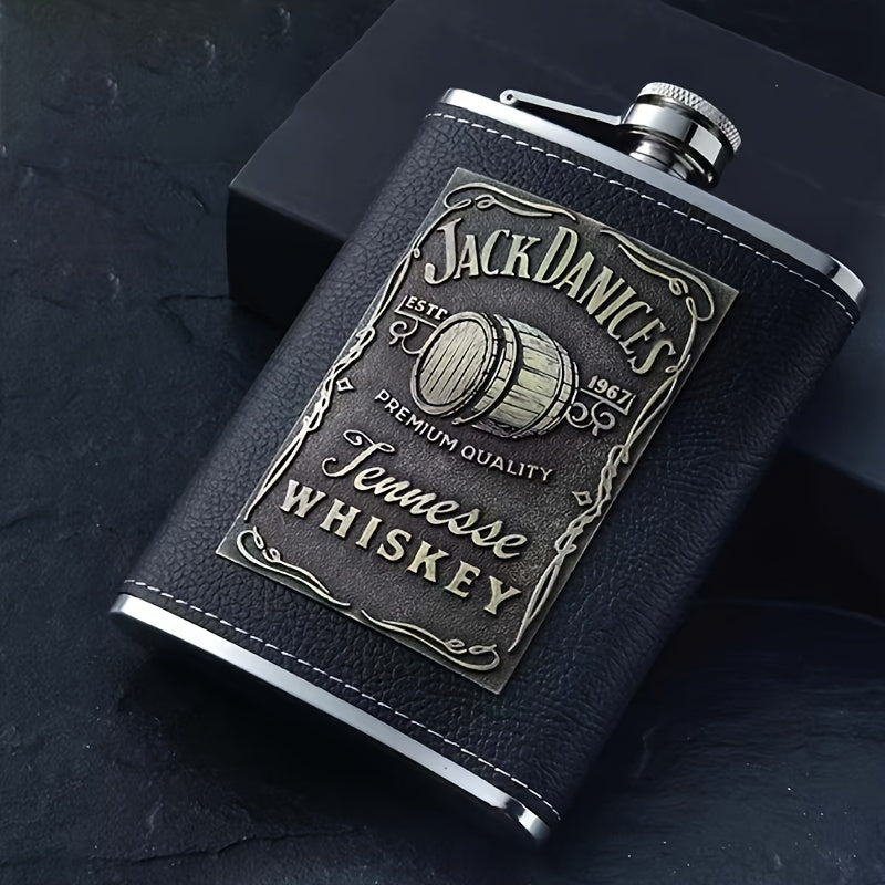 Stainless steel 8oz square flask suitable for men, ideal as a unique love expression gift for family and friends during Christmas.