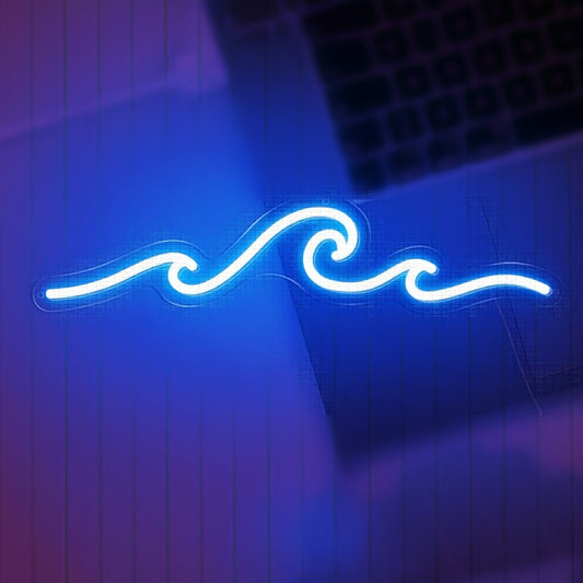 Get the Chu Jing Blue Wave Neon Sign for USB-powered adjustable brightness and button-controlled lighting in any room or as a perfect gift for Christmas or birthdays. Perfect for wall decor in living rooms, bedrooms, kitchens, game rooms, hotels, and