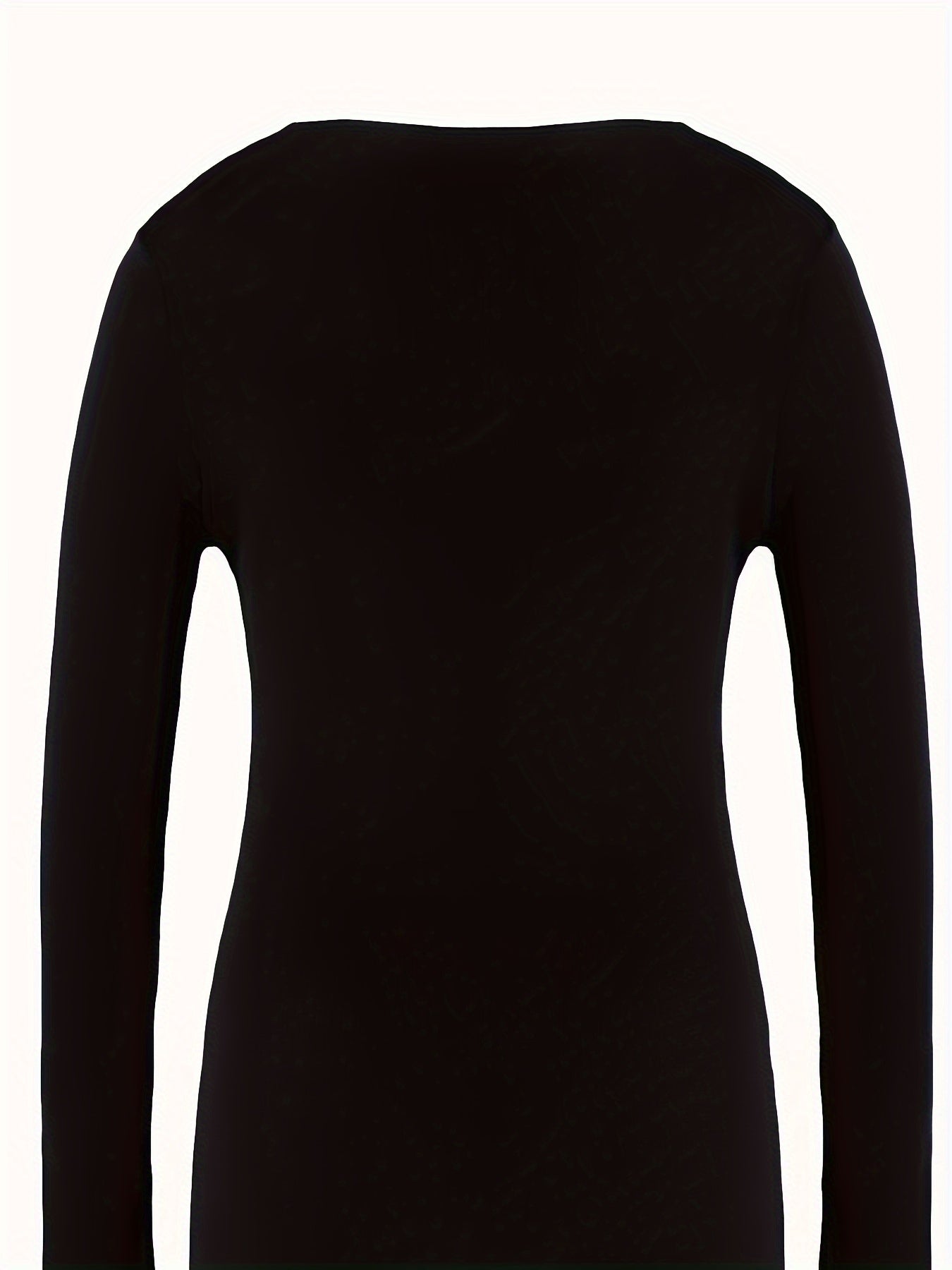 Basic Women's Crew Neck Top - Long Sleeve Solid Color Shirt for Fall/Winter - 95% Polyester, 5% Elastane Stretch Fabric