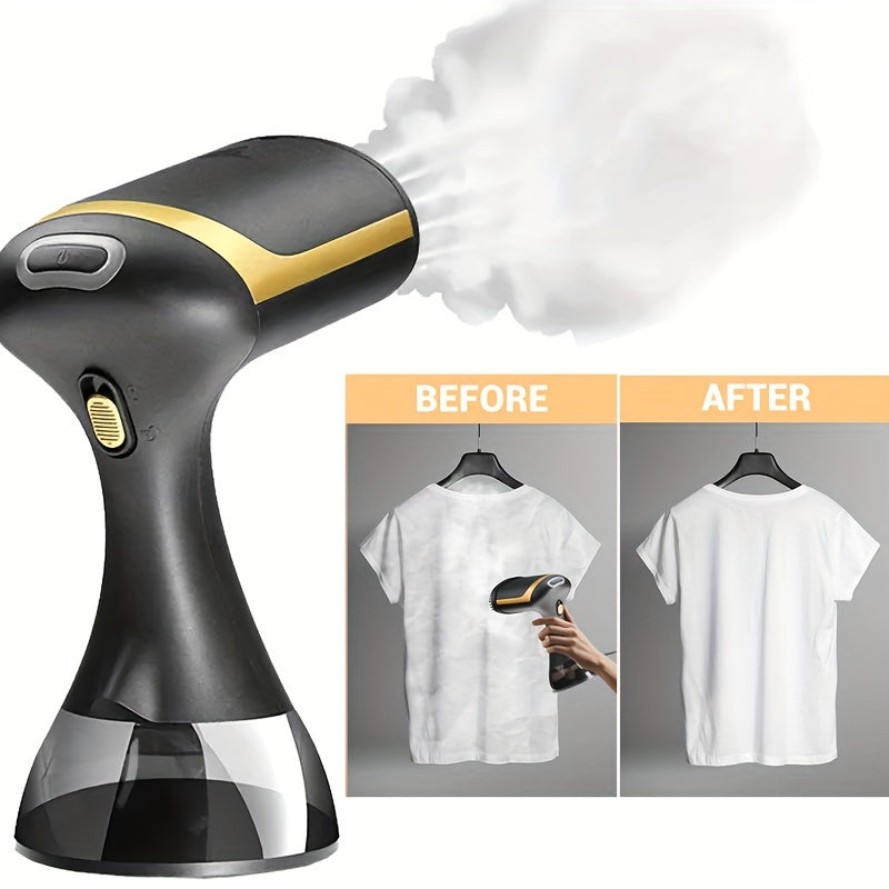 Portable Garment Steamer with 1500W Power, European Standard Plug, Plastic Wrinkle Remover for Clothes, Fast Steaming Iron with Even Heat Distribution.