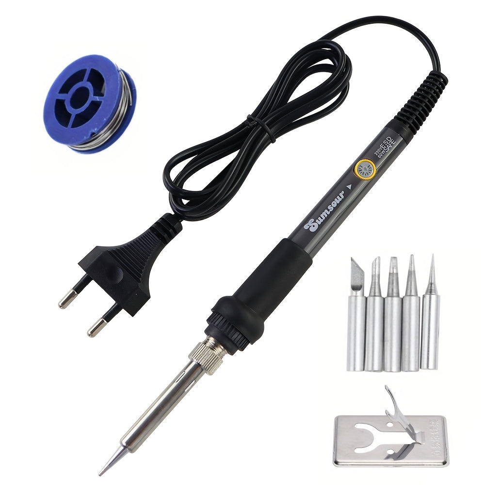 Adjustable temperature soldering iron for household electronic repair, 60W, 220V, internal heating.