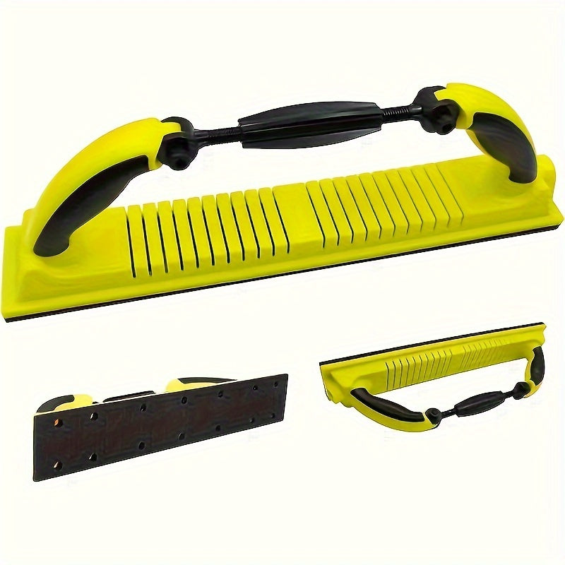 Adjustable pole sander with rotating handle for versatile sanding on walls, metal, wood, drywall, and auto body.