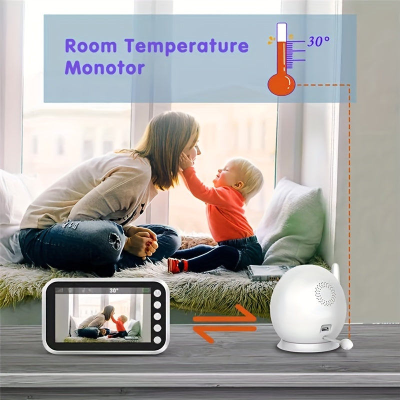 Monitor with built-in camera and audio features a high-definition 1080P 11.43 cm display. This video monitor also includes two-way talk, temperature display, and cry alarm functionality.