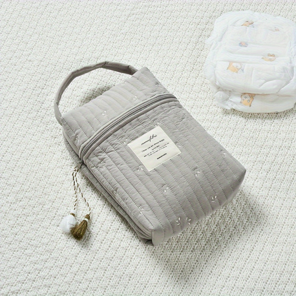 Bag for Diapers, Bag for Mom, Diaper Storage Bag with Embroidery, Hanging Bag for Stroller, Portable Diaper Storage Bag