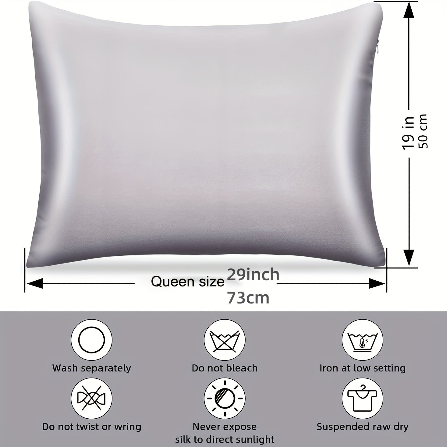 Single piece Satin Pillowcase - Gentle on Hair and Skin, Luxurious Satin Pillow Cover with Concealed Zipper for Bed, Sofa, or Couch Home Decor, Pillow Insert Not Included