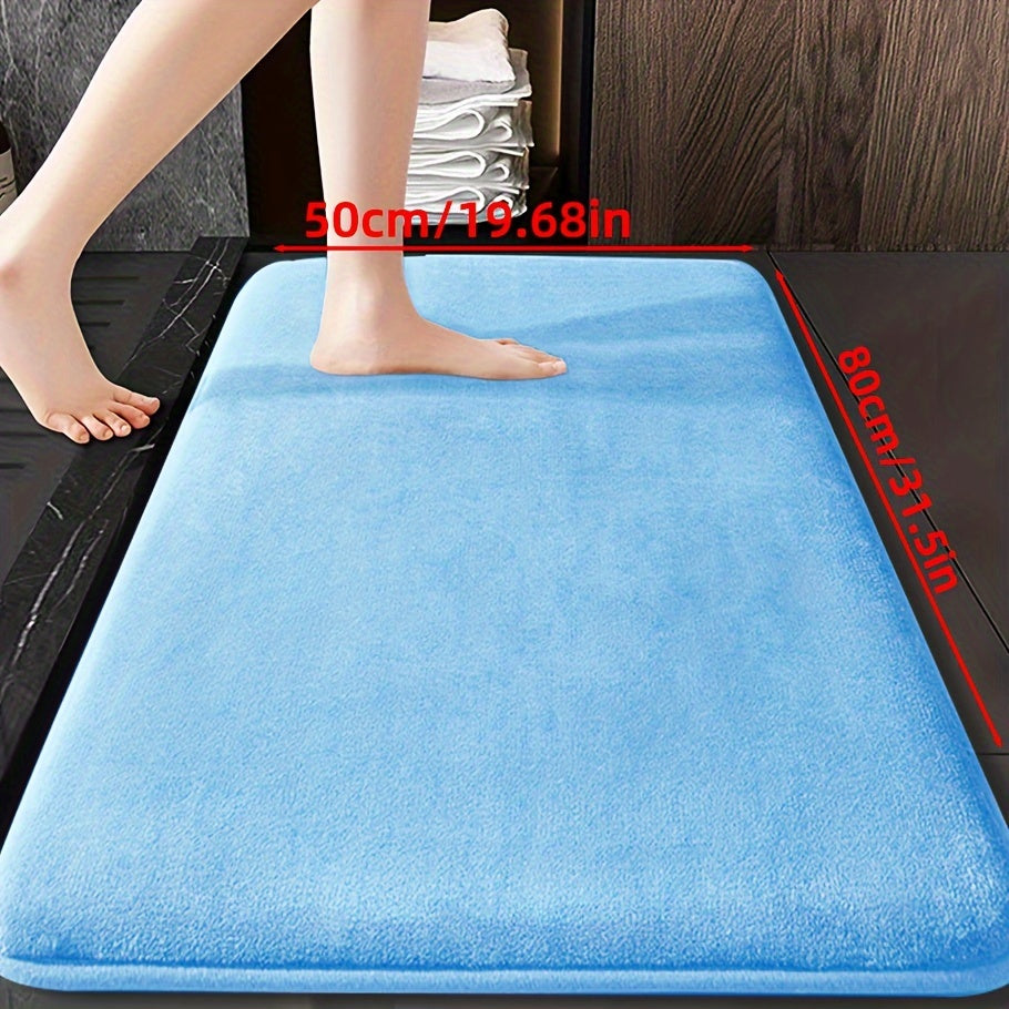 Soft and durable polyester bathroom mat with geometric design, ideal for shower, bathtub, bedroom, and living room. Versatile and non-slip, it is highly absorbent and machine washable.