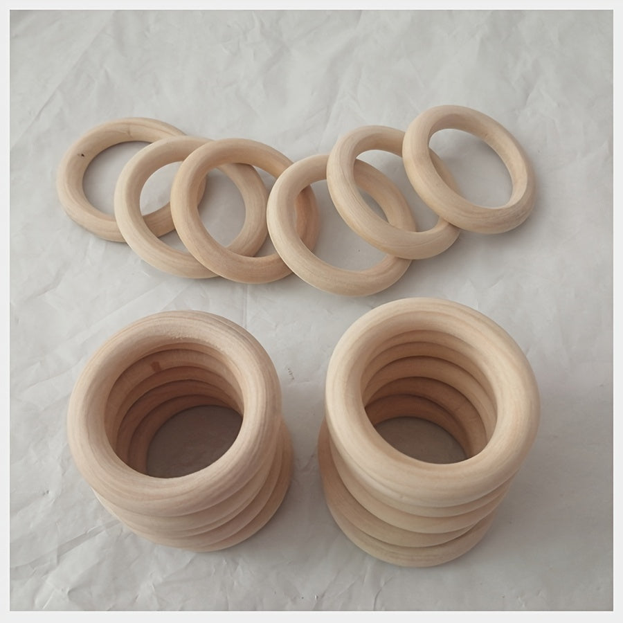 Set of 24 5cm/1.97inch Natural Wood Rings for Crafting, Macrame, and DIY Projects. Unpainted Wooden Rings for Jewelry Making and Pendant Connectors