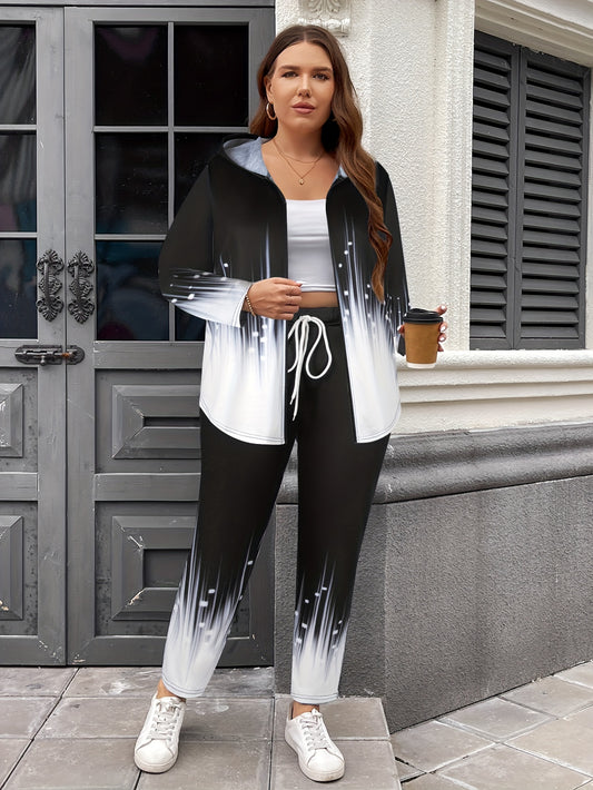 Plus-size Women's Printed Casual Suit