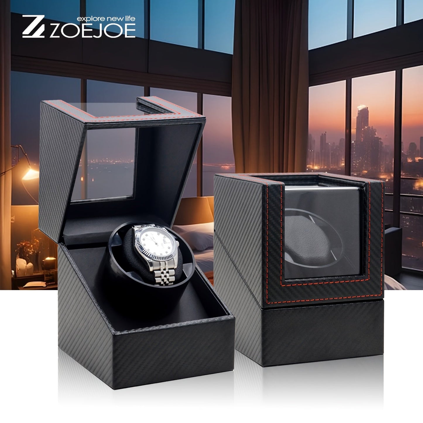 Ideal choice for gifts, this black PU/carbon fiber watch winder box is suitable for both men's and women's automatic watches. The single/double design ensures an organized storage and elegant display of your timepieces.