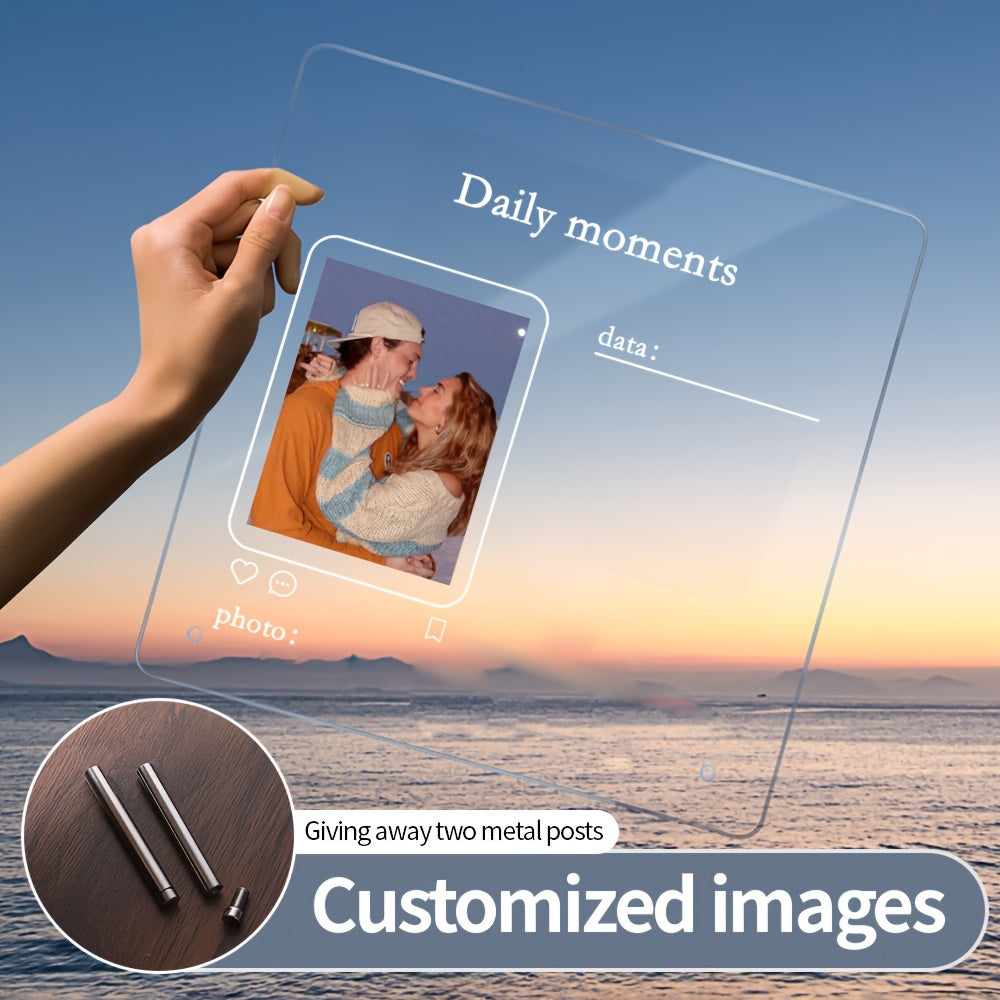 Personalized Acrylic Photo Frame: Create Your Own Love-filled Decor for Christmas and Valentine's Day, Ideal for Couples and Pet Memorial Keepsakes, Versatile Desk and Wall Display Option