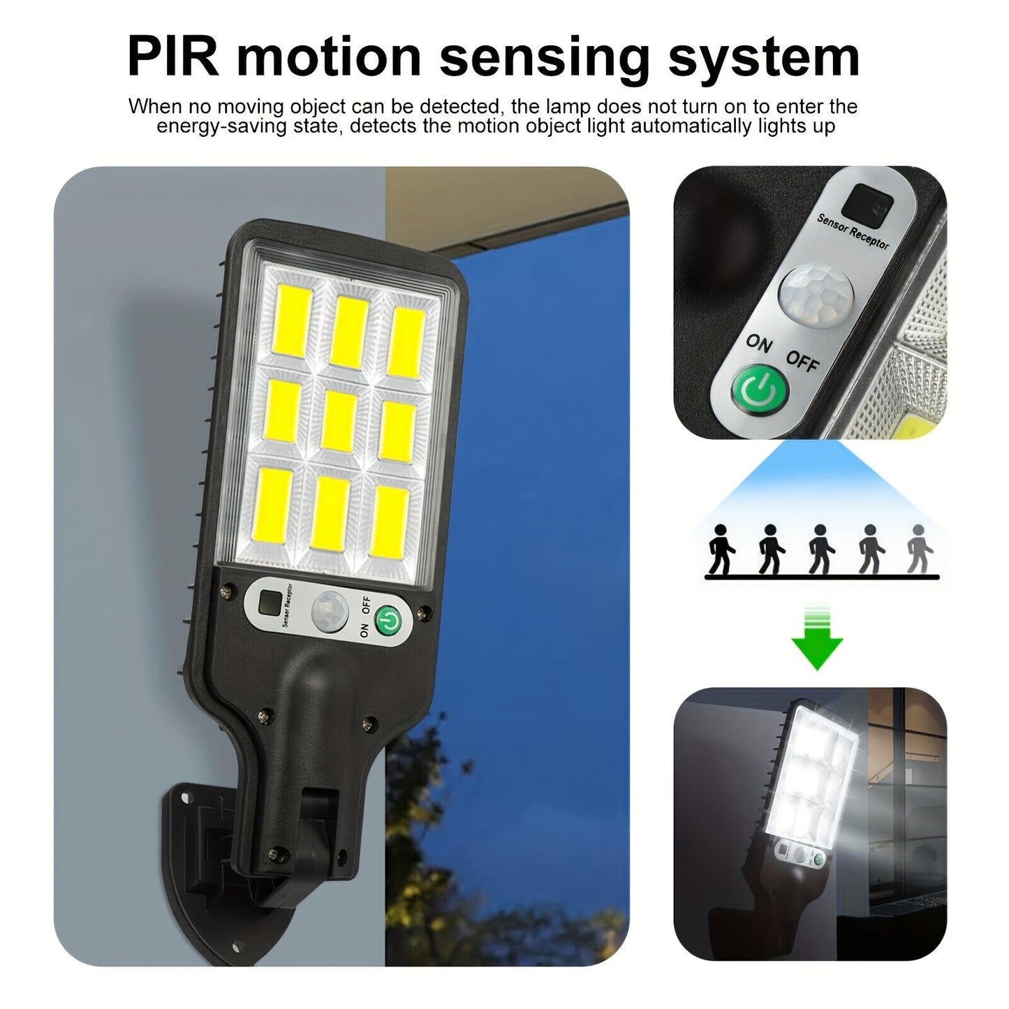 1 or 2 Solar Wall Lights with Motion Sensor and Adjustable Angle for Outdoor Wall Lighting on Balcony or Porch.