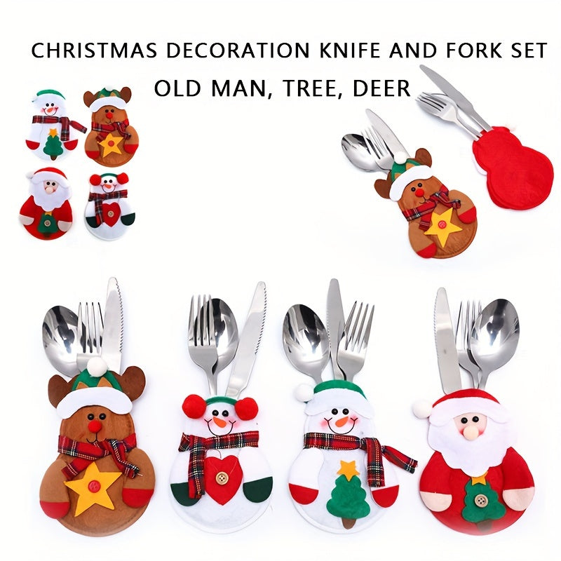 Set of 4/8/12 Christmas cutlery holders for tableware decoration at Xmas parties