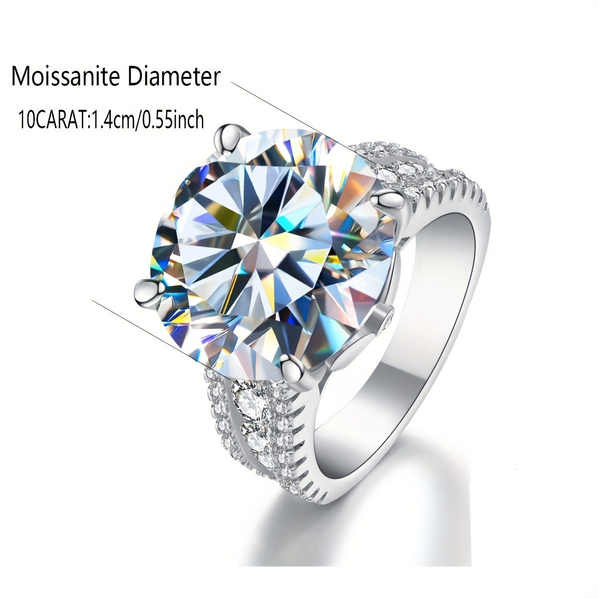 Luxurious Vintage-style S925 Sterling Silver Moissanite Engagement Ring with 10ct stone, perfect for both Men and Women. This Halo ring features a unique and exquisite design, making it an elegant gift for proposals, weddings, dinner parties, and other