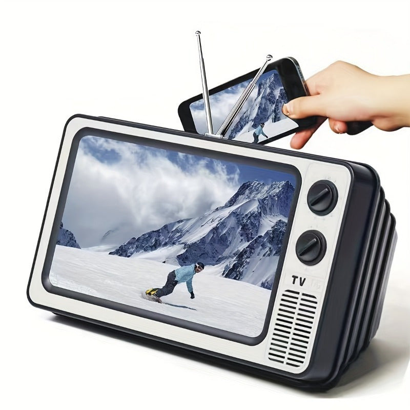 Get your hands on this Retro TV-Shaped Smartphone Screen Magnifier! With a plastic tilt head mount and stand-mounted design, this device requires no electricity. It's great for home decor and handcraft enthusiasts, making it a perfect gift for birthdays