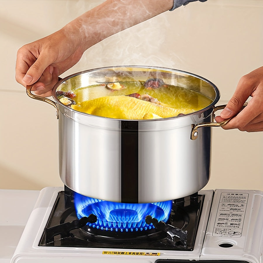 Stainless Steel Stockpot Set with Lids - Includes 3 Pots, 3 Lids, Dual Handles - Ideal for Various Cooking Needs - Compatible with All Stovetops - Great for Soups, Stews, Noodles, Pasta, Seafood - Large Capacity Kitchen Cookware Set