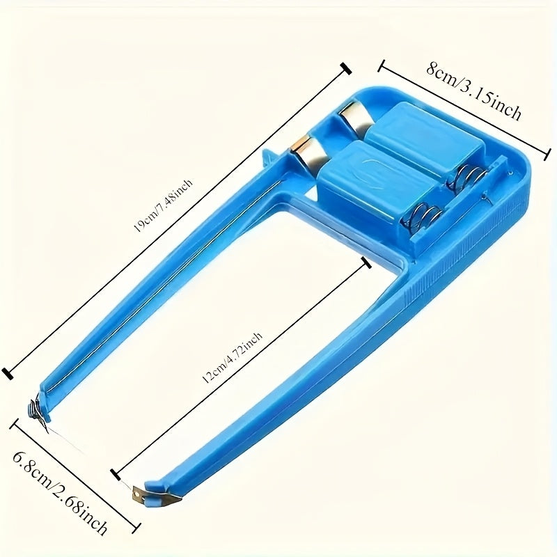 1-piece DIY hot wire cutter for foam landscape blocks made from KT board with a sponge hand tool.