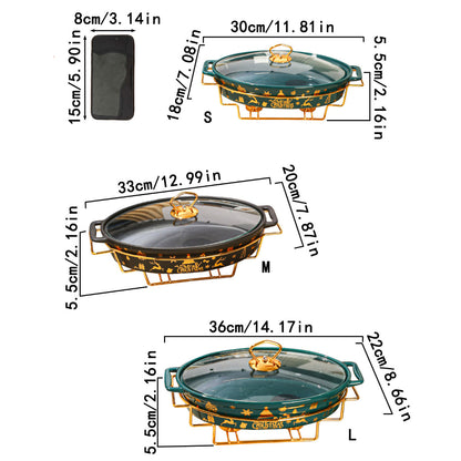 The Christmas Ceramic Serving Set is a complete package for your holiday cooking needs. It includes plates, baking dishes, and soup pots, making it perfect for serving turkey, cheese, bread, and pizza. Ideal for outdoor parties, weddings, birthdays, and