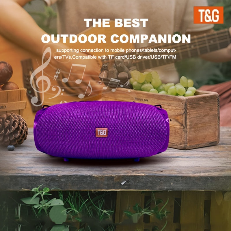 T&G Portable Wireless Speaker with 5.1 Surround Sound, Dual Speakers, Hi-Res Audio, TWS, USB Charging, 1200mAh Rechargeable Battery, FM Radio, TF Card/USB Support for Wireless Audio.