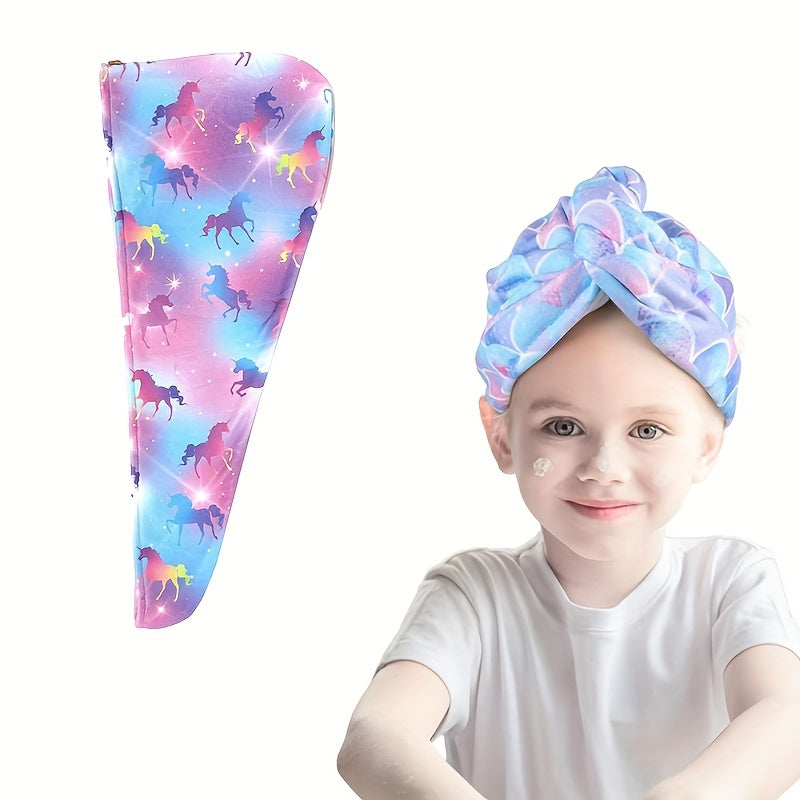 Mermaid-themed Cartoon Microfibre Hair Towel: Wrap, Rapidly Drying Turban