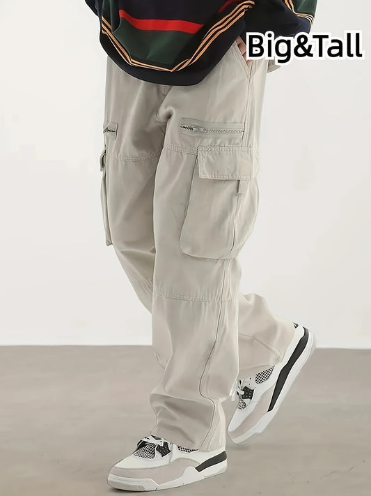 Men's All-Season Loose Fit Cargo Pants with Multiple Pockets