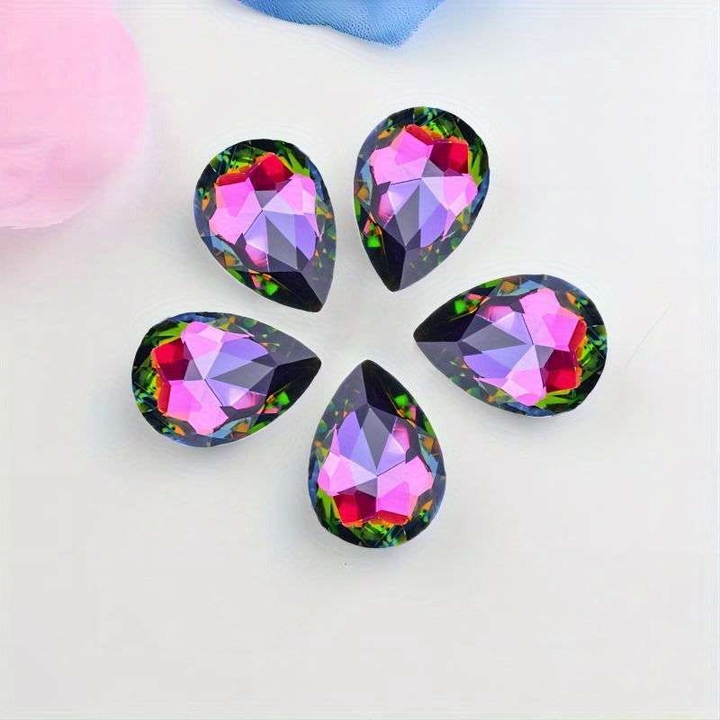 Set of 30 Vibrant Teardrop Rhinestones, Perfect for Adding a Pop of Color to Your DIY Necklace, Bracelet, or Keychain Creations