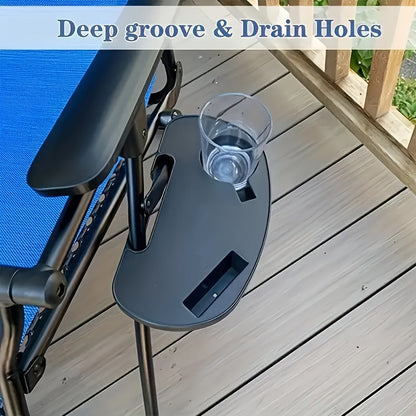 Set of 2 Universal Leisure Chair Cup Holder Trays, Made of durable plastic for storing beverages and snacks on rocking chairs, rattan chairs, and folding recliners - No need for electricity, serves as a convenient side table accessory for lounge chairs