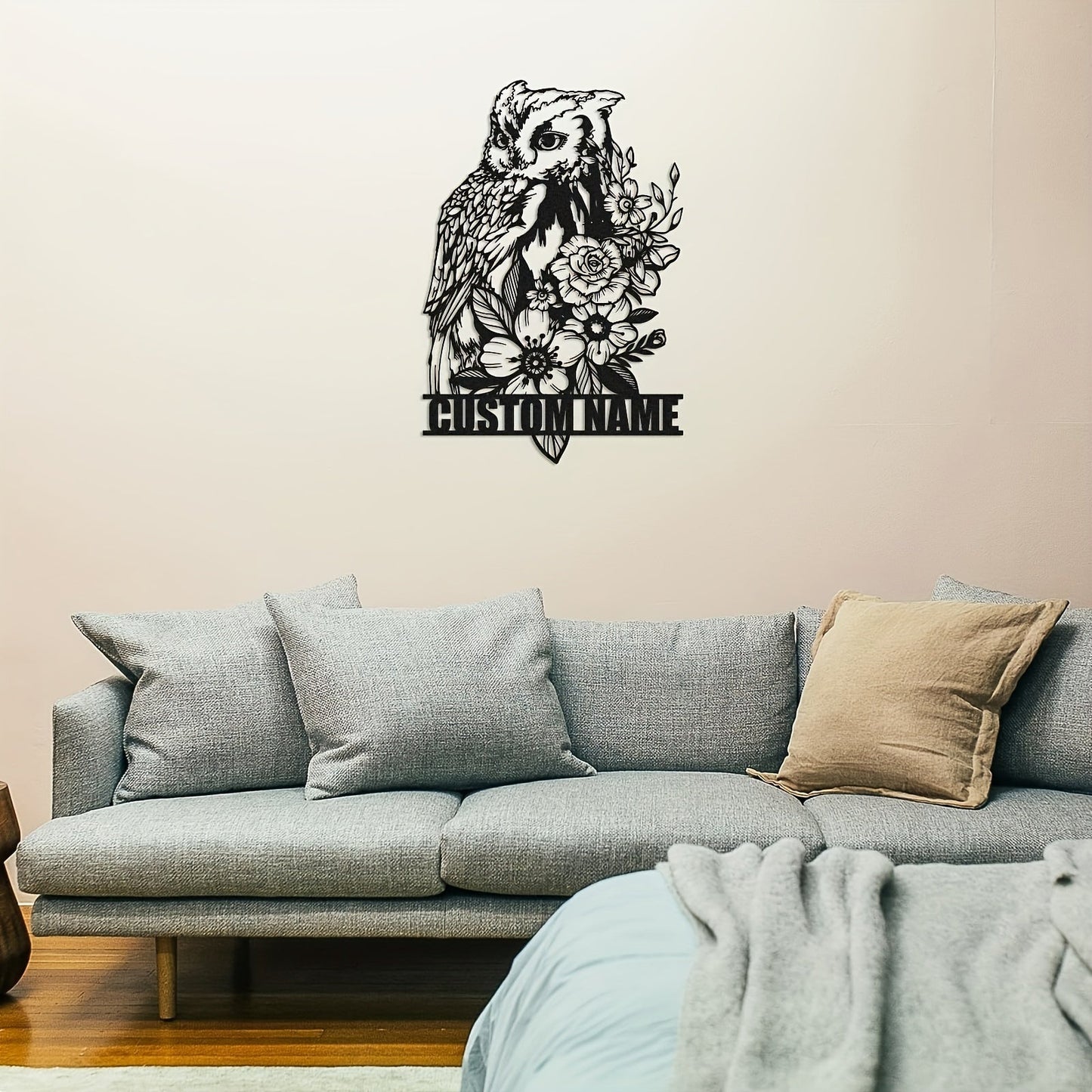 Personalized Owl Wall Art: Metal Home Decor with Customizable Name Plate