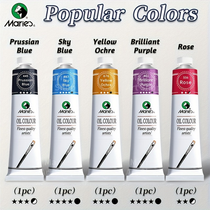 Marie's 5-piece oil paint set, 1.7 fl. oz each - vibrant colors for artists and students, professional quality.