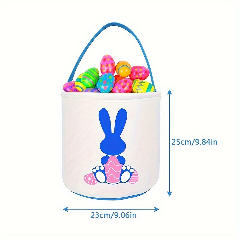 Canvas Easter Bunny Basket with Handle - Ideal for Egg Hunts, Party Favors, and Classroom Fun