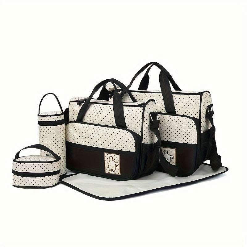 Set of 5 versatile mommy bags, including a spacious crossbody bag, shoulder bag, and portable diaper bag with large capacity.