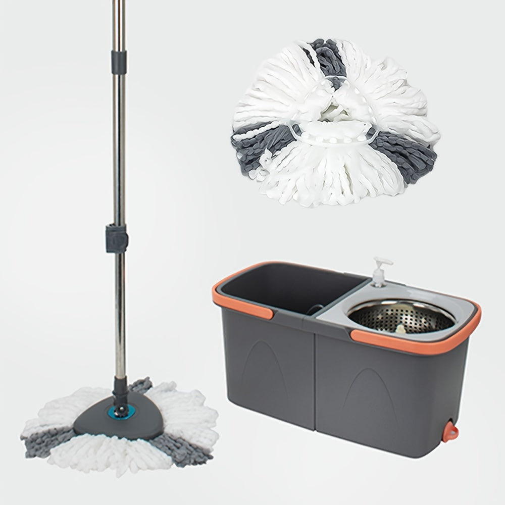 Introducing the Triangle Rotating Mop and Square Separation Bucket Set, featuring a Dirty and Clean Water Separation System for optimal cleaning. Ideal for hardwood, tile, and marble floors, this set includes a self-rotating mop head and 4 triangle mop