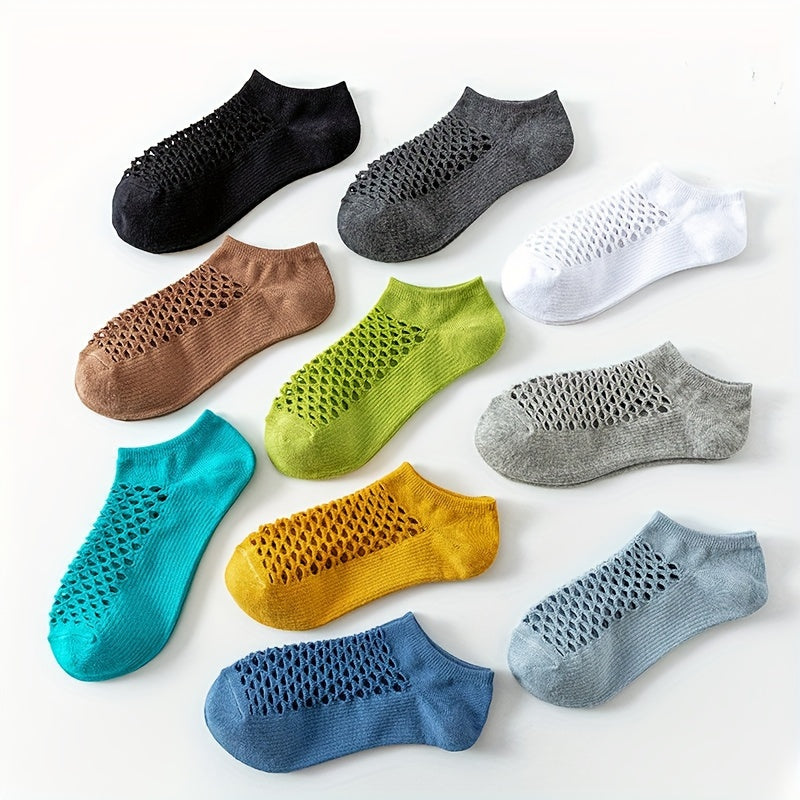 5 pairs of men's breathable, sweat-resistant no show socks for outdoor fitness and running in spring and summer.