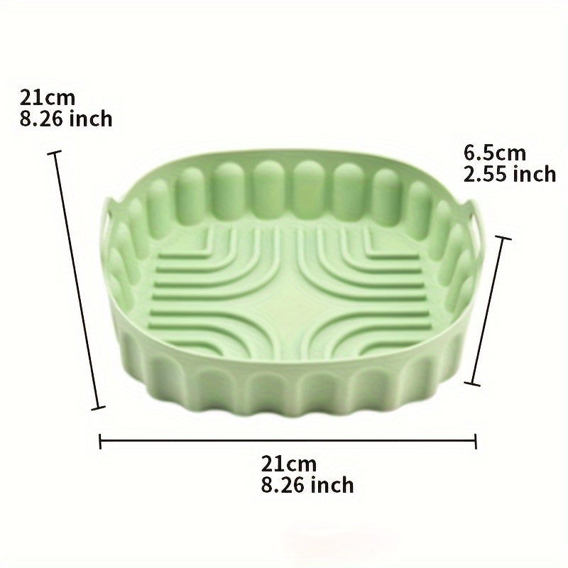 Set of Silicone Air Fryer Trays with Handles - Includes Large and Small Rectangular Trays for Deep Frying