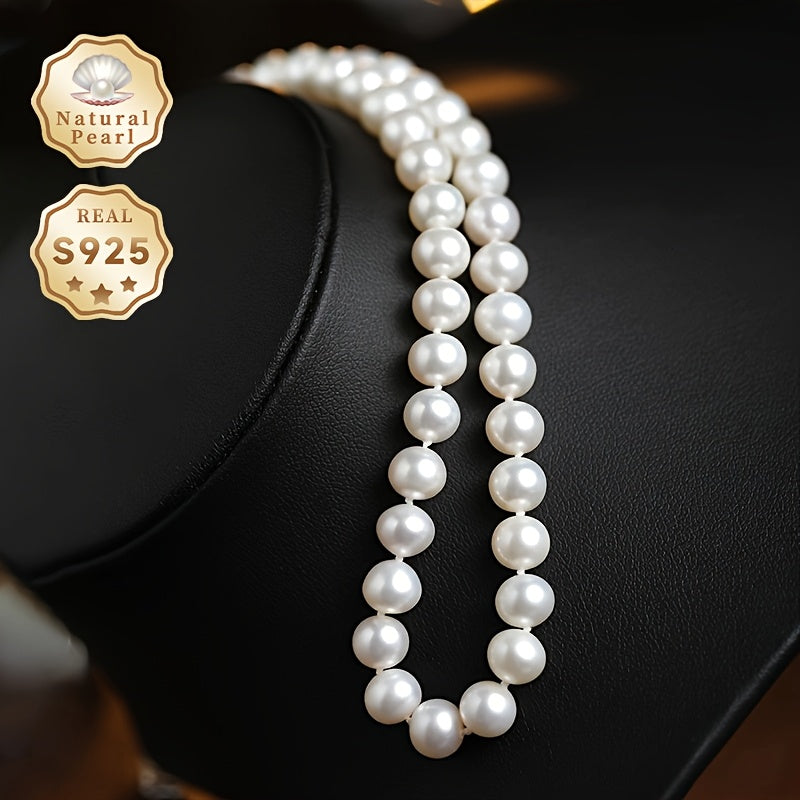 MUFAN Elegant Luxury Pearl Necklace for Women – Featuring Authentic 6-7mm Freshwater Pearls, Secure S925 Sterling Silver Clasp, Unplated – Ideal for Daily Wear & Special Occasions, Includes June Birthstone, Comes in a Gift Box