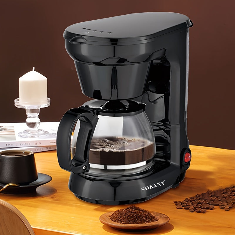 1pc SOKANY Automatic Drip Coffee Maker, European standard plug, programmable timer, anti-drip design, energy efficient; ideal for home and office.